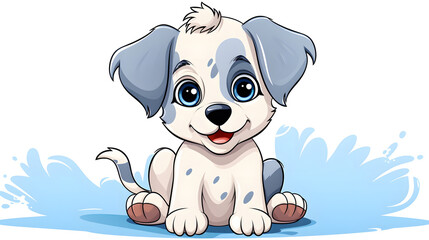 Cheerful dog character on greeting card with space for customized text design