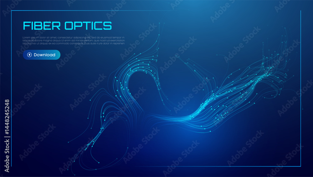 Poster background data fiber line light speed abstract optic tech network design. 5g cable connect digital 
