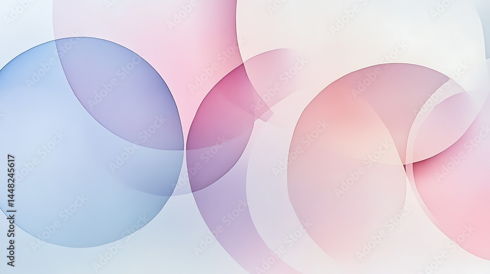 Poster abstract background with pastel colored translucent circles overlapping. soft light and smooth gradi