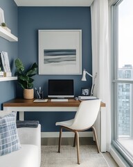 minimalist home office in stylish condo,
