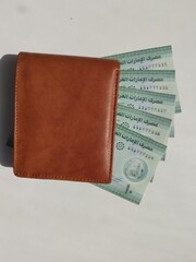 Currency notes, UAE Emirates currency 10Aed, Dirhams, Closeup of UAE Ten dirhams currency notes,...
