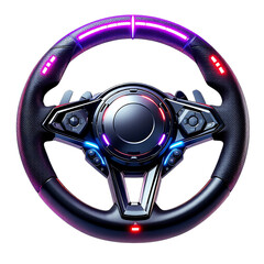 Futuristic RGB gaming steering wheel.