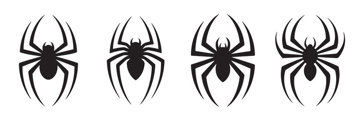 Black spider silhouette icon. Dangerous insect. Vector illustration eps 10