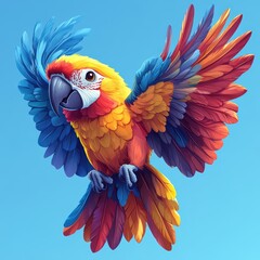 Obraz premium A colorful blue and yellow macaw, also known as a blue and gold macaw ara, is a bright tropical parrot with a strong beak and vibrant feathers