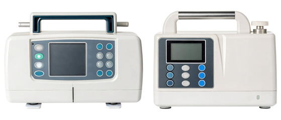 Fototapeta premium Portable medical infusion pump with control panel isolated with transparent background