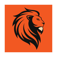 Minimal Lion Head with Flowing Mane as a Symbol of Strength