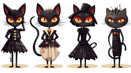 Professional Halloween Black Cat Fashion Costume Outfits for Festive Events
