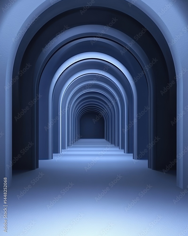 Aufkleber endless blue arches creating a mysterious perspective in a modern architecture design