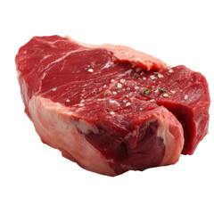 A fresh raw steak is ready for cooking, showing a succulent and flavorful cut of meat