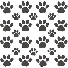 Fototapeta premium Seamless Pattern of Dark Grey Animal Paw Prints on a Light Background 