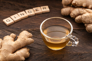 Hot organic ginger root tea - Zingiber officinale.