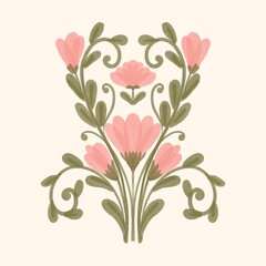 Seamless watercolour and unique floral pattern background for covers, notes, Soft backgrounds colour. Watercolour art work. Flower stalk. Pink flower.  © Fikriya Pinky