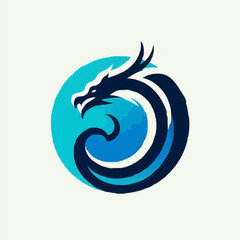 Blue Dragon Wave Logo with Modern Circular Design