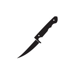 Silhouette of a sharp kitchen knife, perfect for culinary arts and cooking-related designs