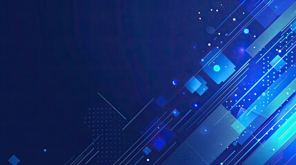 Abstract blue background with geometric shapes and lines, suitable for digital design.