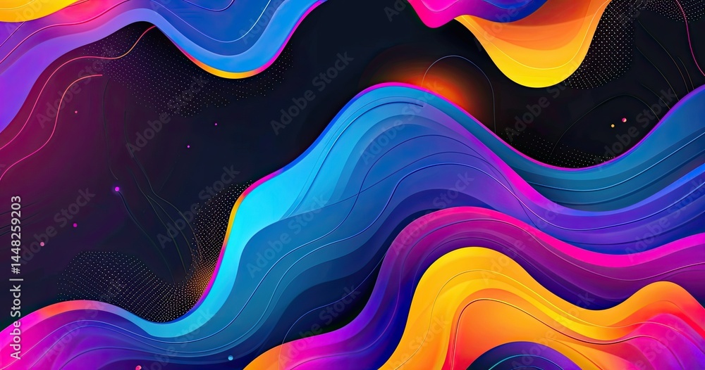 Poster abstract colorful waves create a vibrant, dynamic background for digital designs.