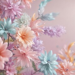 Fototapeta premium Swirling pastel colors, blurred floral shapes, vibrant spring energy , graphic, impressionism