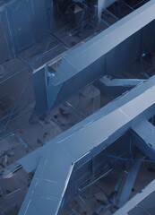 Fototapeta premium Abstract blue geometric shapes, technical lines, blueprint design , technical, polygons, illustration