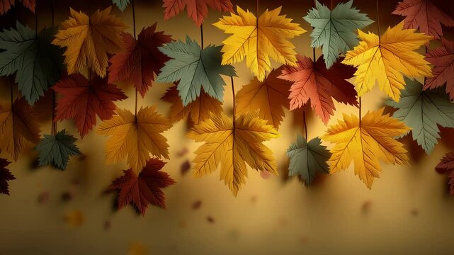 Swirling Autumn Leaves in Golden Blur