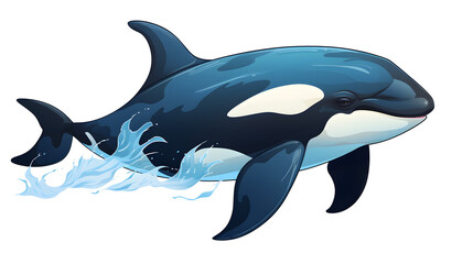 Obraz premium Cheerful Killer Whale Cartoon Character in a Playful Vector Illustration