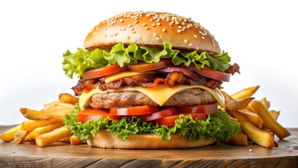 Rustic Double Cheeseburger with Golden Fries