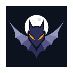 Stylized Bat Head in Minimalist Style for Mystery and Night Themes