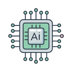 AI Processor Icon Representing Artificial Intelligence and Cognitive Computing