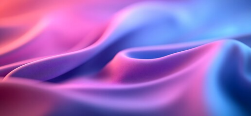 Obraz premium Abstract flowing fabric with vibrant pink and blue gradient illumination