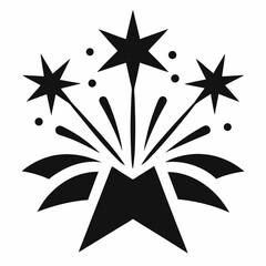Obraz premium Black and white silhouette, starbursts, fireworks design on white background