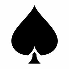 Fototapeta premium Black spade symbol, playing card suit, solid silhouette on white background