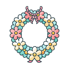 Obraz premium Flower Lei Wreath Icon Representing Hawaiian Welcome and Island Hospitality