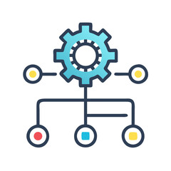 Obraz premium Gear Node Connection Representing AI Workflow Management and Process Automation