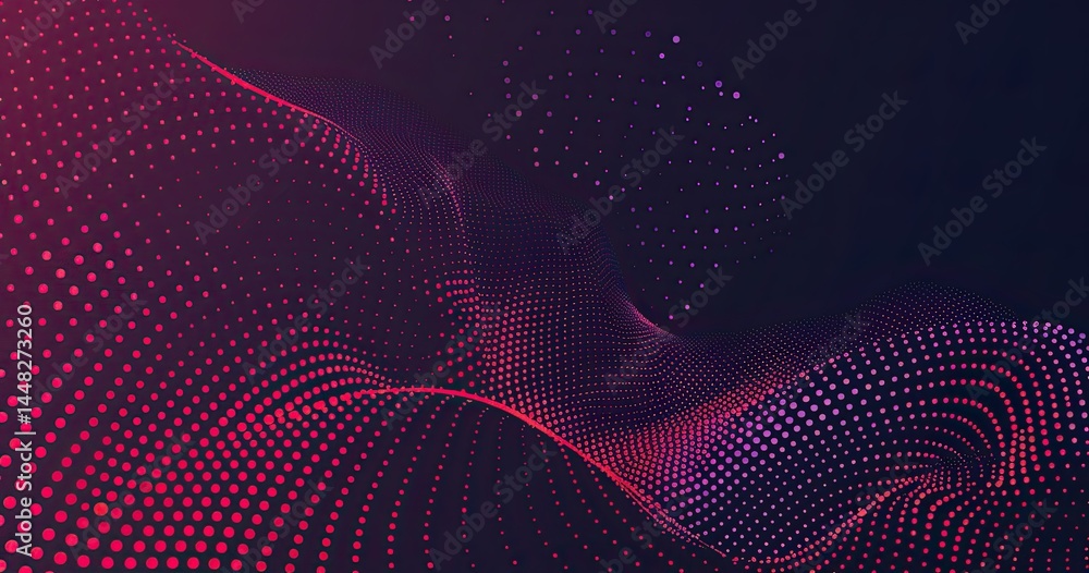 Poster abstract wave pattern in vibrant dots, showcasing depth and movement.