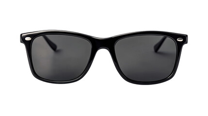 Fototapeta premium A pair of stylish black sunglasses with dark lenses positioned against a clean background. ideal for fashion or accessory promotions. showcasing a modern design and elegance