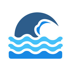 Ocean Waves Icon Representing Surfing and Seaside Adventure