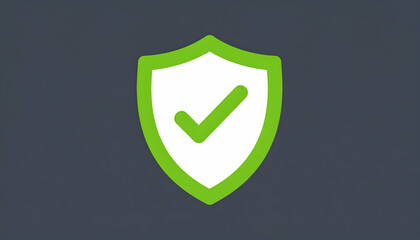 Green Shield Icon With Checkmark On Dark Background