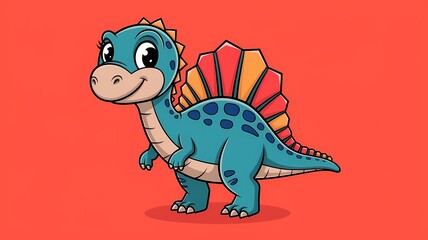 Obraz premium A friendly cartoon dinosaur with a cheerful expression, perfect for educational materials and playful designs