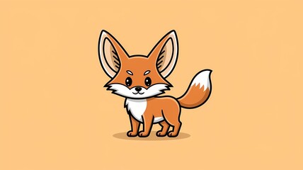 Obraz premium An adorable cartoon fox with vibrant colors and a cute expression, set against a simple backdrop. The fox is depicted in a cheerful, stylized manner.