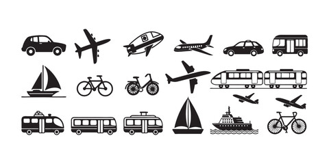 Transport & Vehicle Icon Set – Modern Mobility Symbols