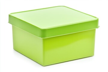 Fototapeta premium Square Green Container with Lid for Storage and Organization on White Background Studio Shot