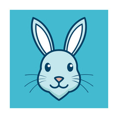 Thin Line Rabbit Head with Long Ears for Speed and Cuteness