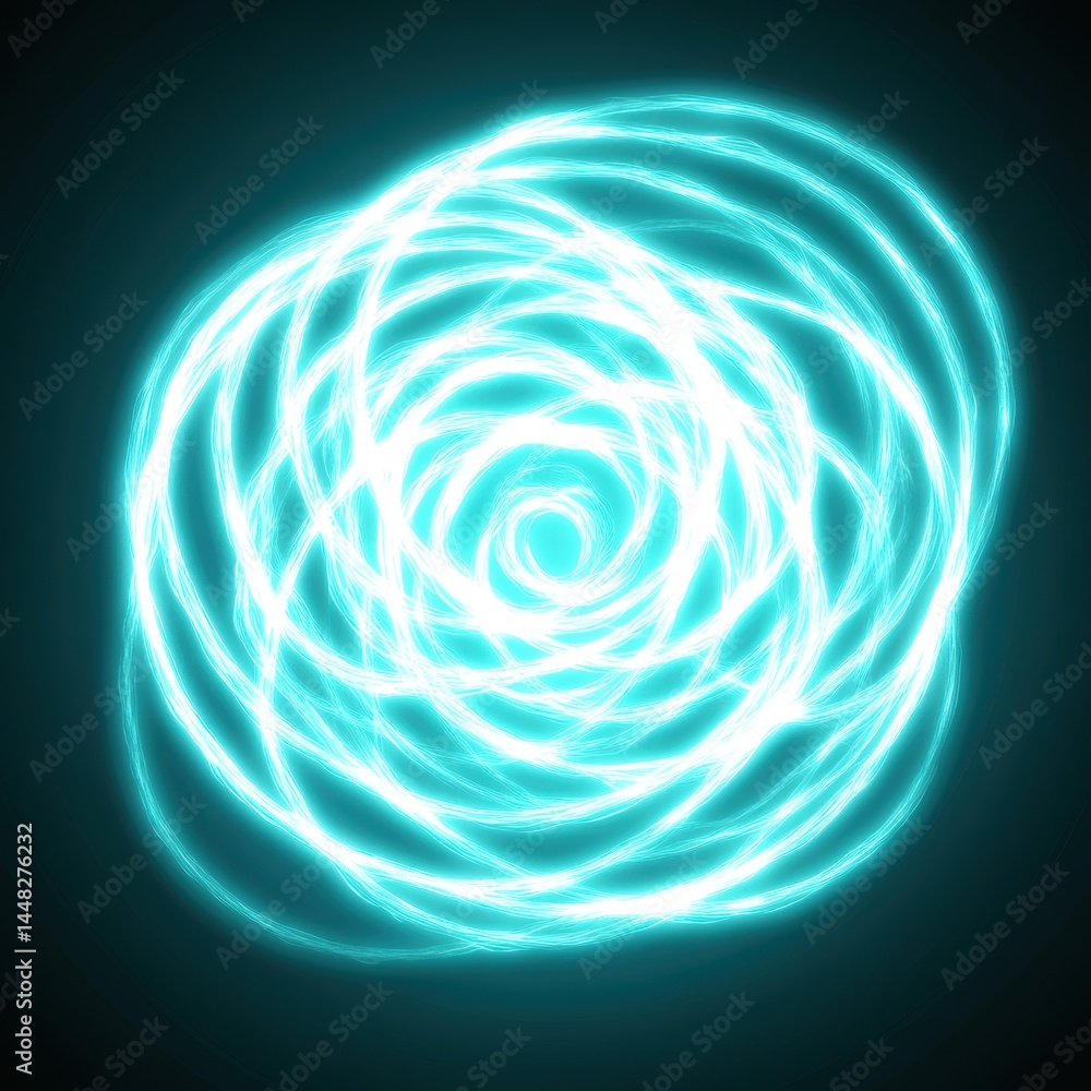 Aufkleber luminous turquoise spiral design on a dark background with a mesmerizing energy effect