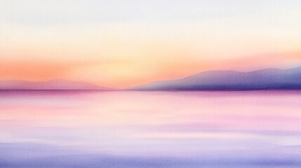 Fototapeta premium Serene pastel sunset over calm waters, gentle hues of pink and blue blending together, perfect for relaxation themes.