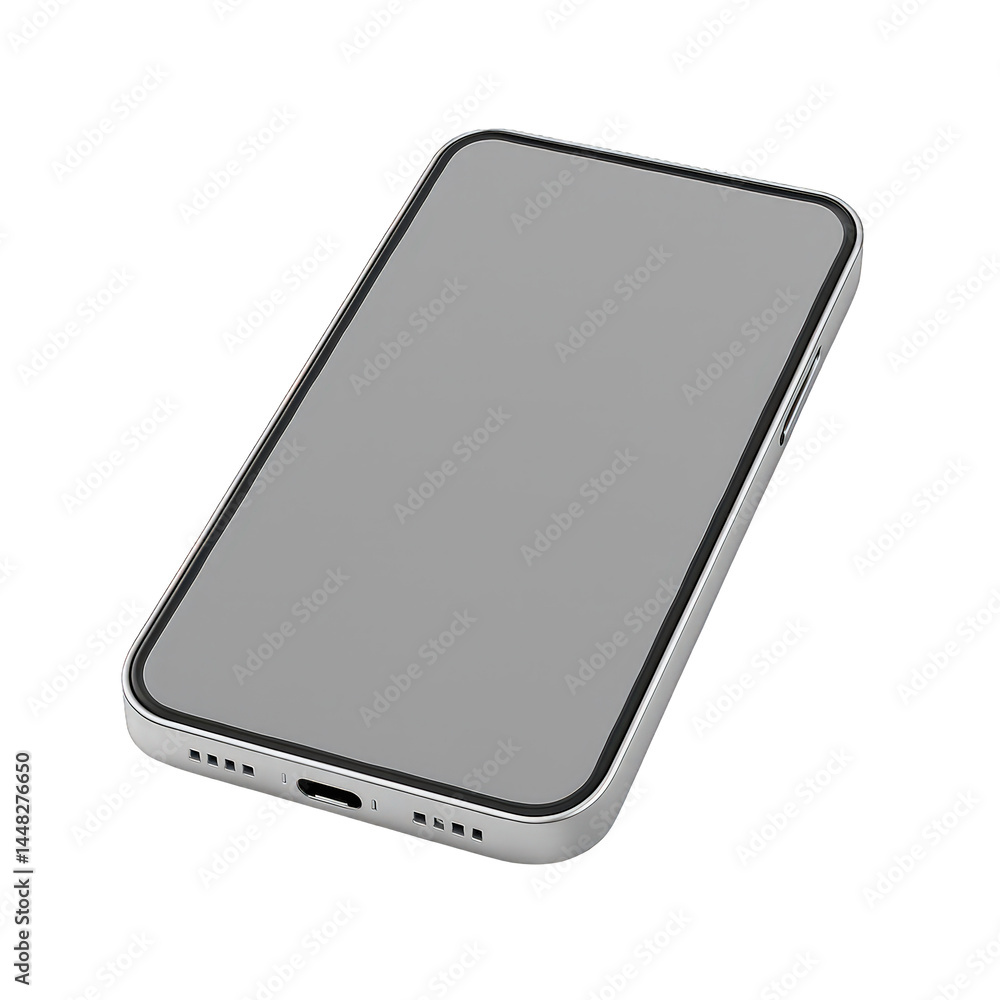 Poster modern portable digital technology a sleek silver metallic smartphone device with a crystal clear em