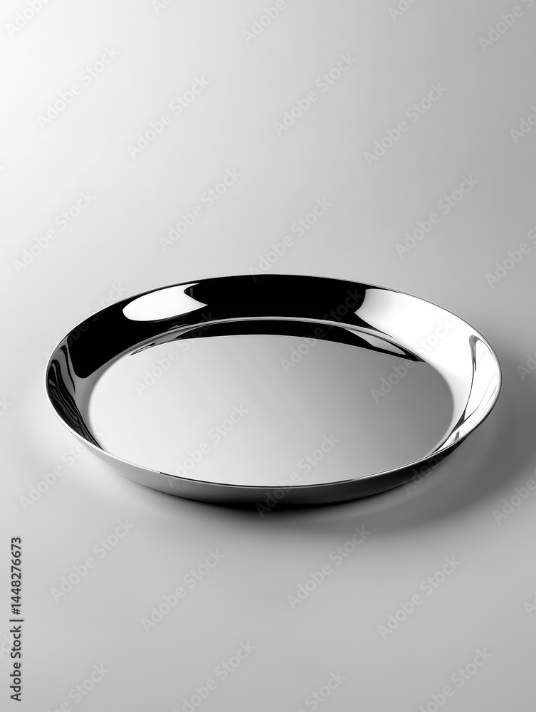 Poster elegant silver serving tray on a clean white background studio shot showcasing modern design and smo