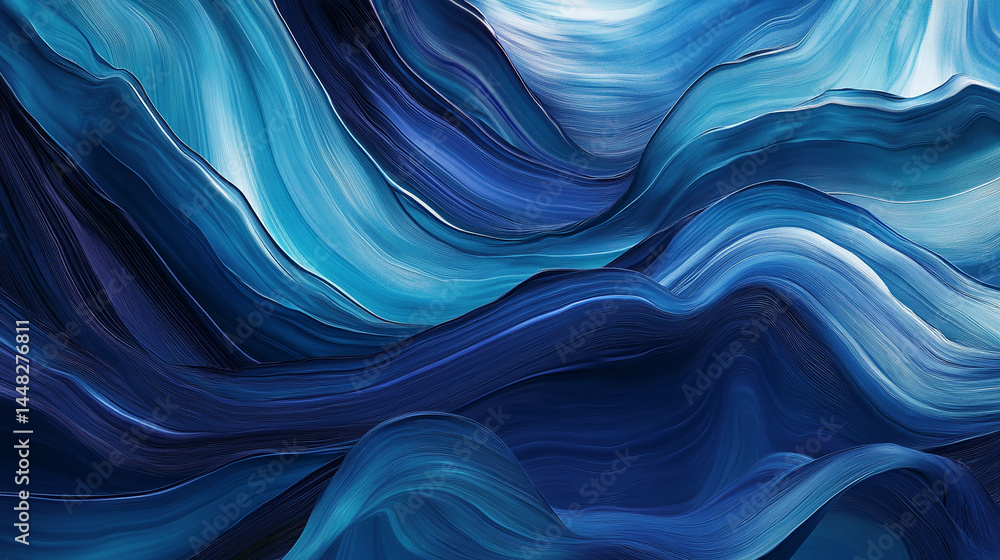 Poster abstract blue waves texture, flowing and dynamic design, suggesting movement and fluidity, ideal for