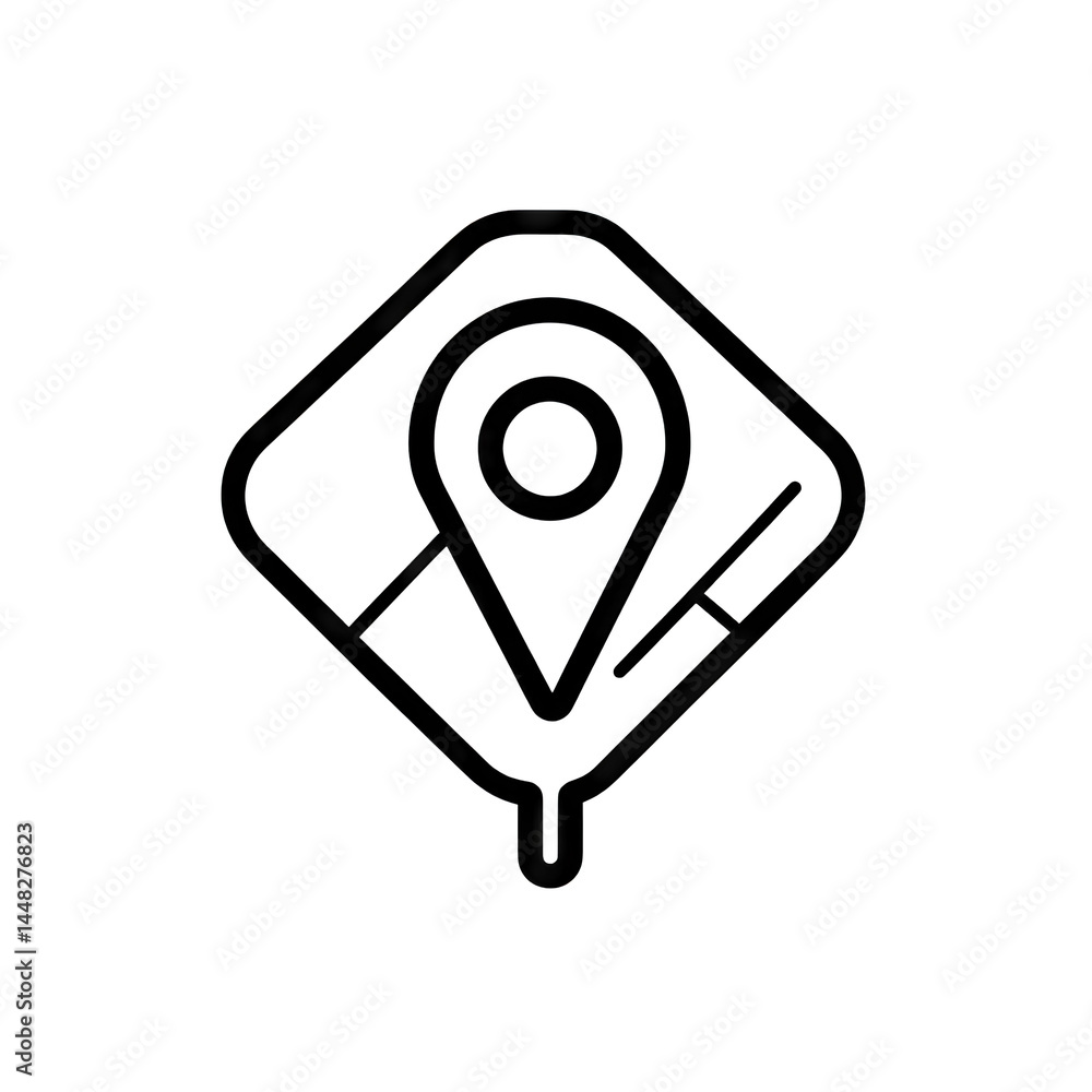 Aufkleber a minimalist vector illustration of a location pin within a diamond shape. symbolizing navigation an