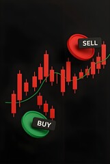 financial crisis concept, stock trading buy and sell candlesticks