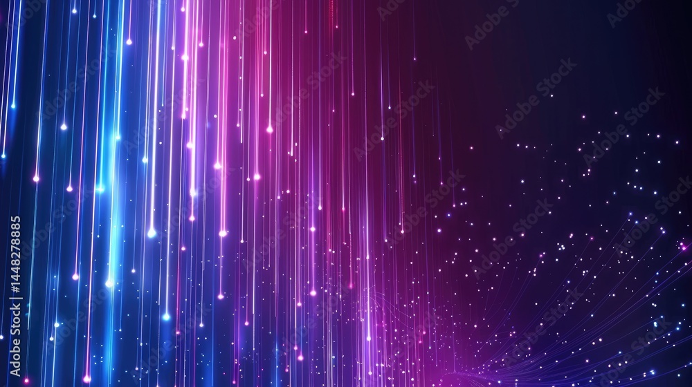 Poster a vibrant abstract background featuring colorful light streaks and glowing particles.