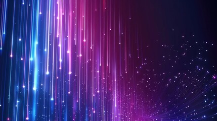 A vibrant abstract background featuring colorful light streaks and glowing particles.